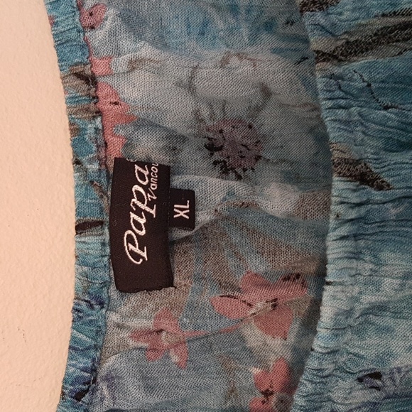 Papa Vancouver boho  floral blue wide neck flowy blouse - Picture 4 of 6